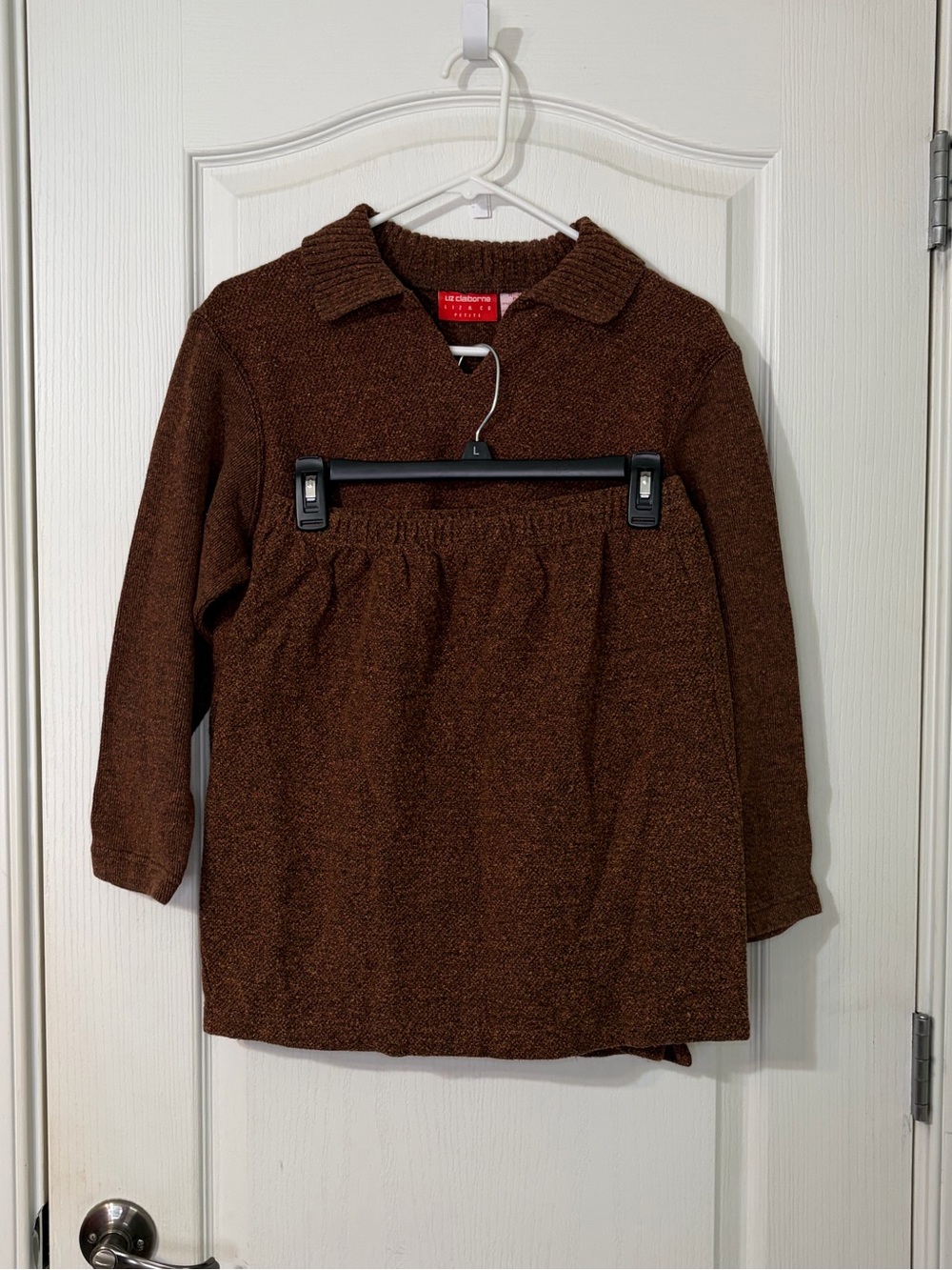Liz Claiborne Brown Collared Long-Sleeve & Skirt Set